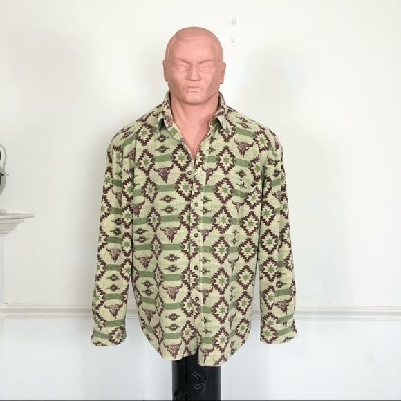 Cabela's Other - Vintage Cabela’s Western Tribal print button down shirt Green 2 XL